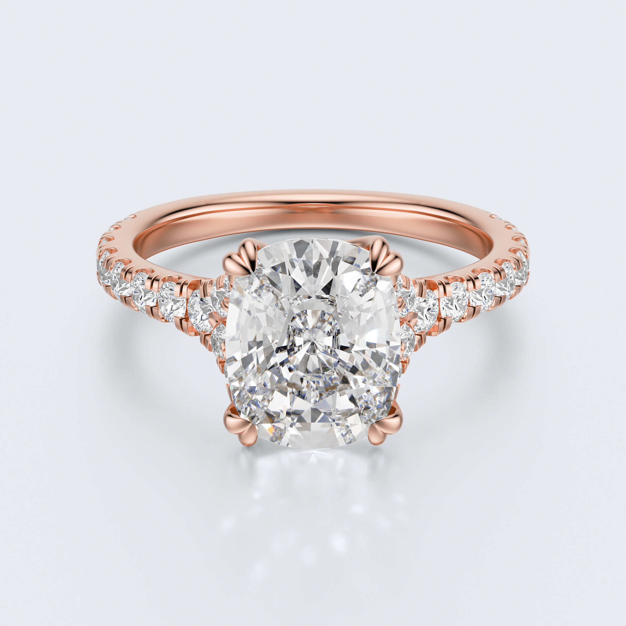 Cushion cut engagement Ring 3D print model_10