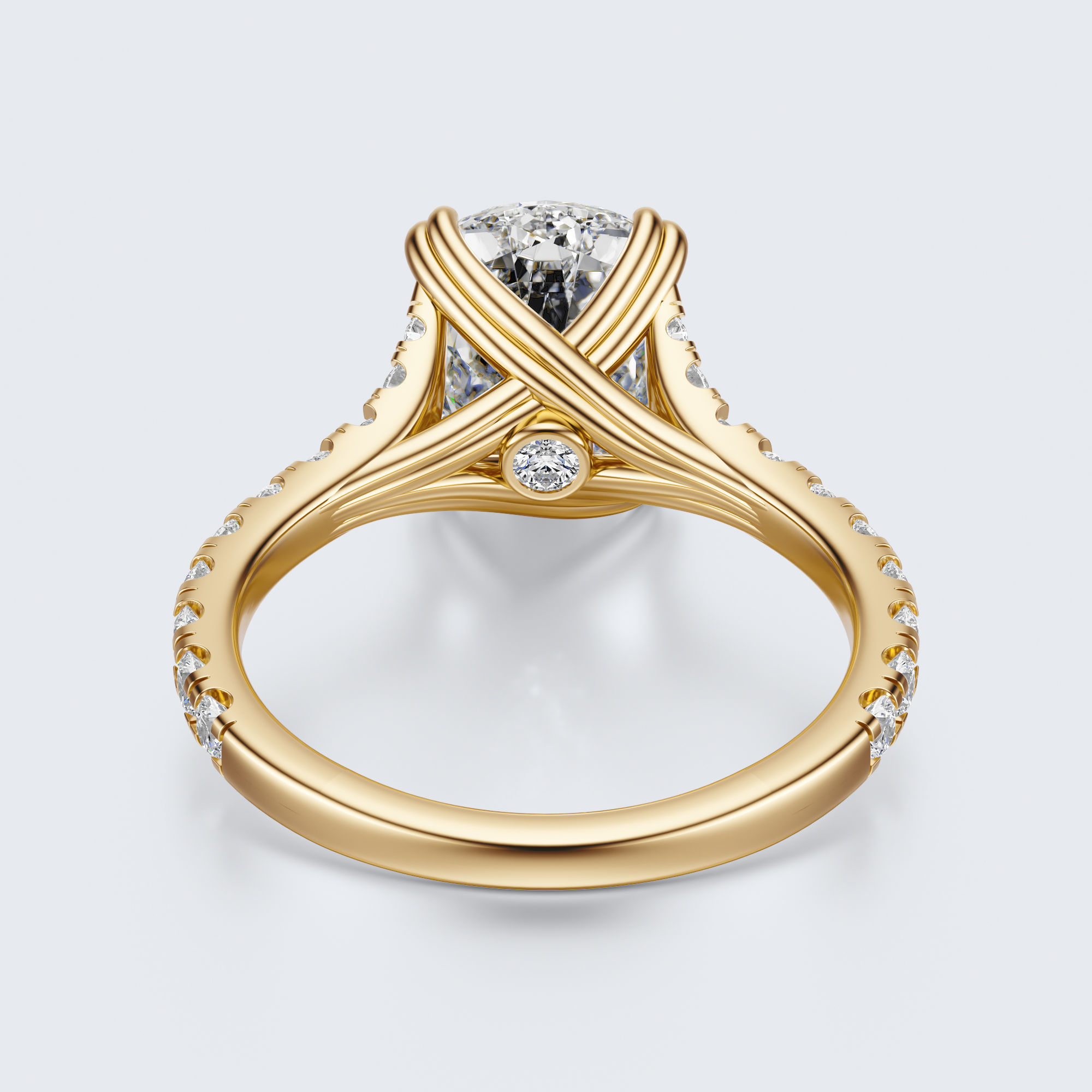 Cushion cut engagement Ring 3D print model_17