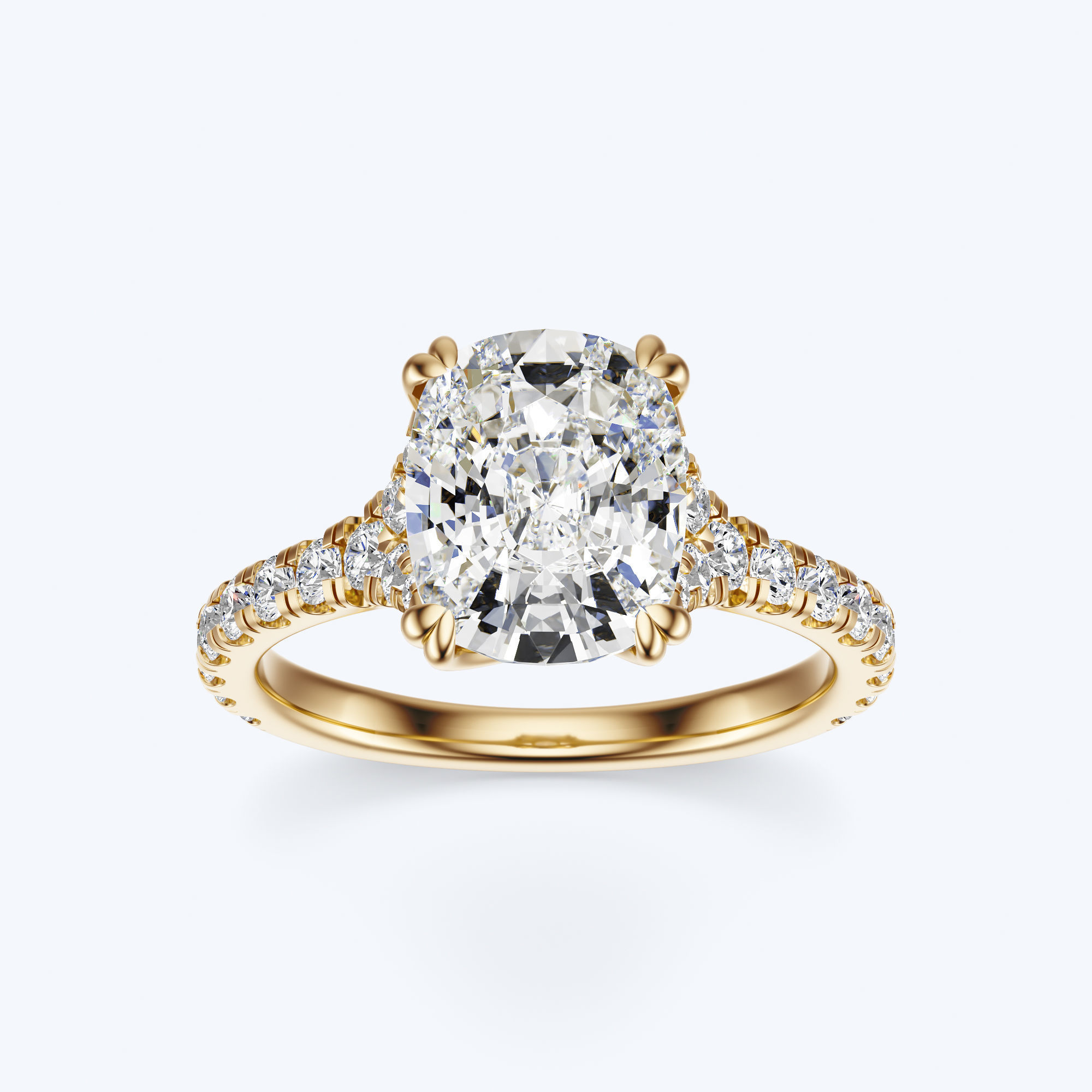 Cushion cut engagement Ring 3D print model_20