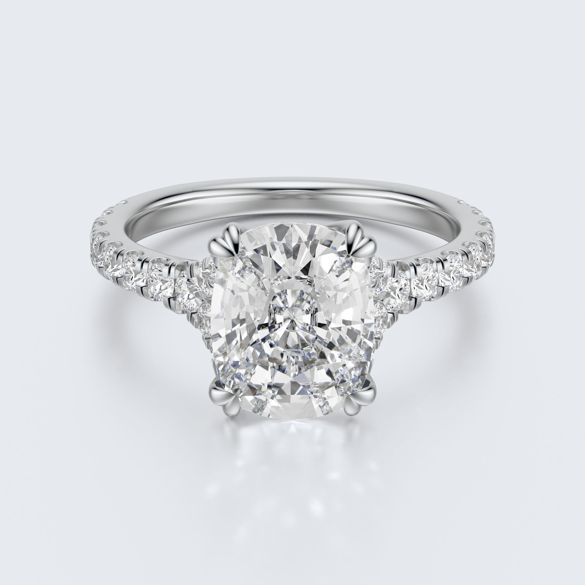 Cushion cut engagement Ring 3D print model_16