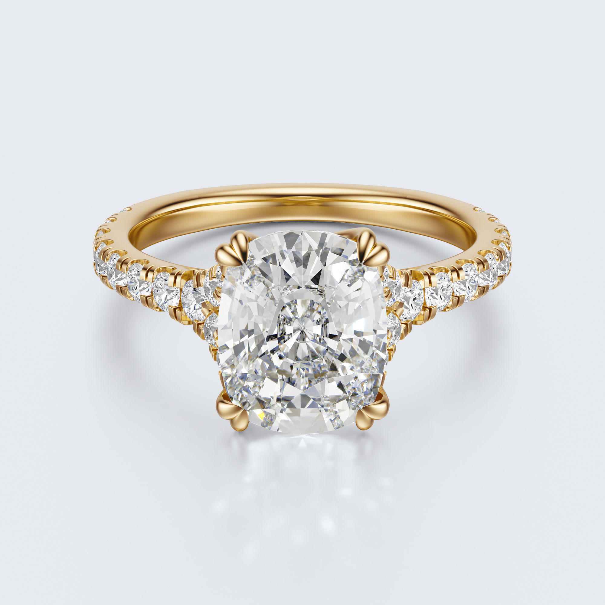 Cushion cut engagement Ring 3D print model_22