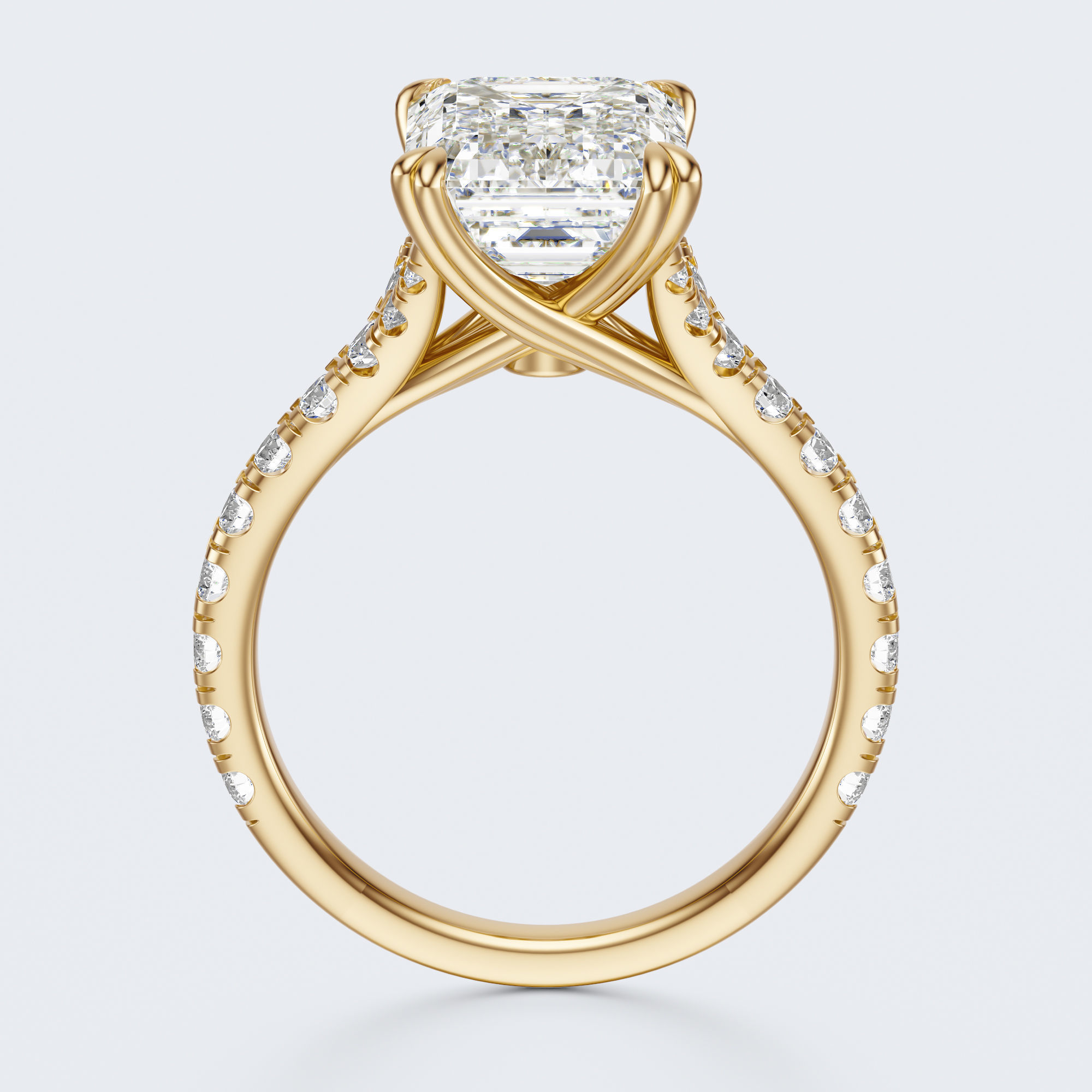 Emerald cut engagement ring 3D print model_18