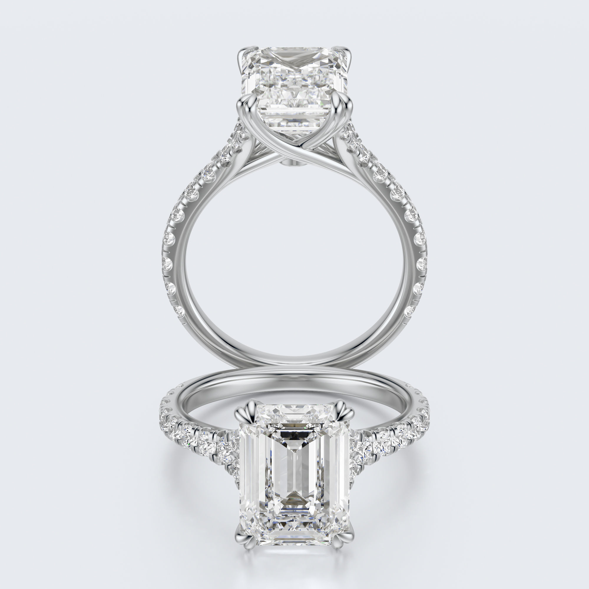 Emerald cut engagement ring 3D print model_15