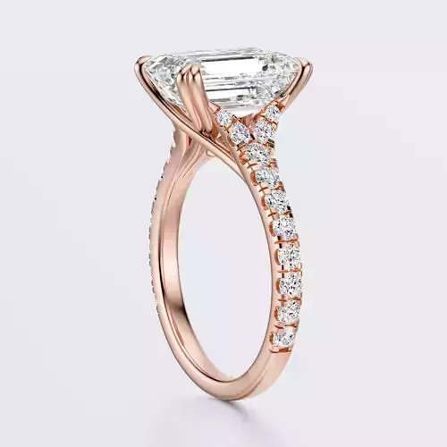 Emerald cut  engagement ring 3D print model