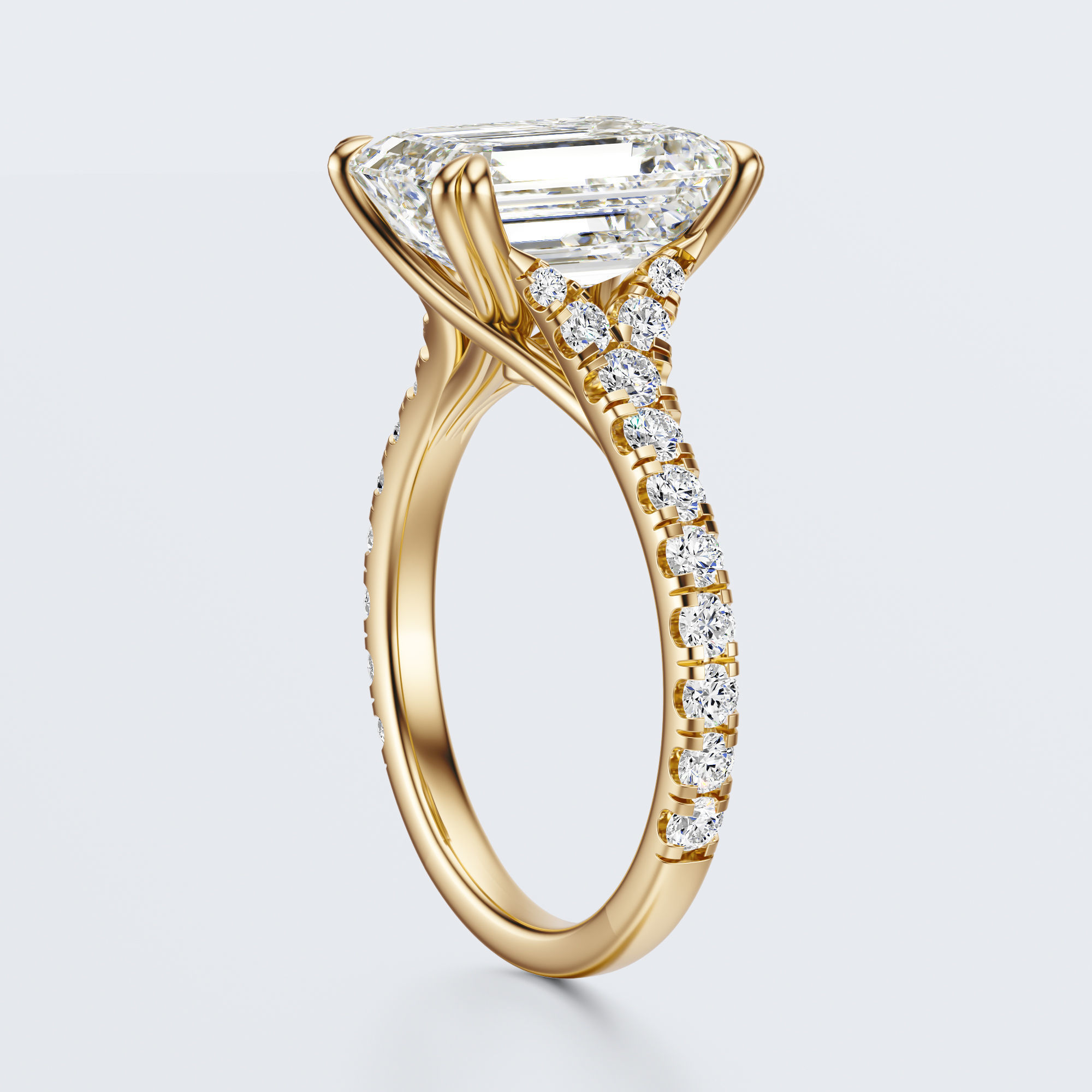 Emerald cut engagement ring 3D print model_19