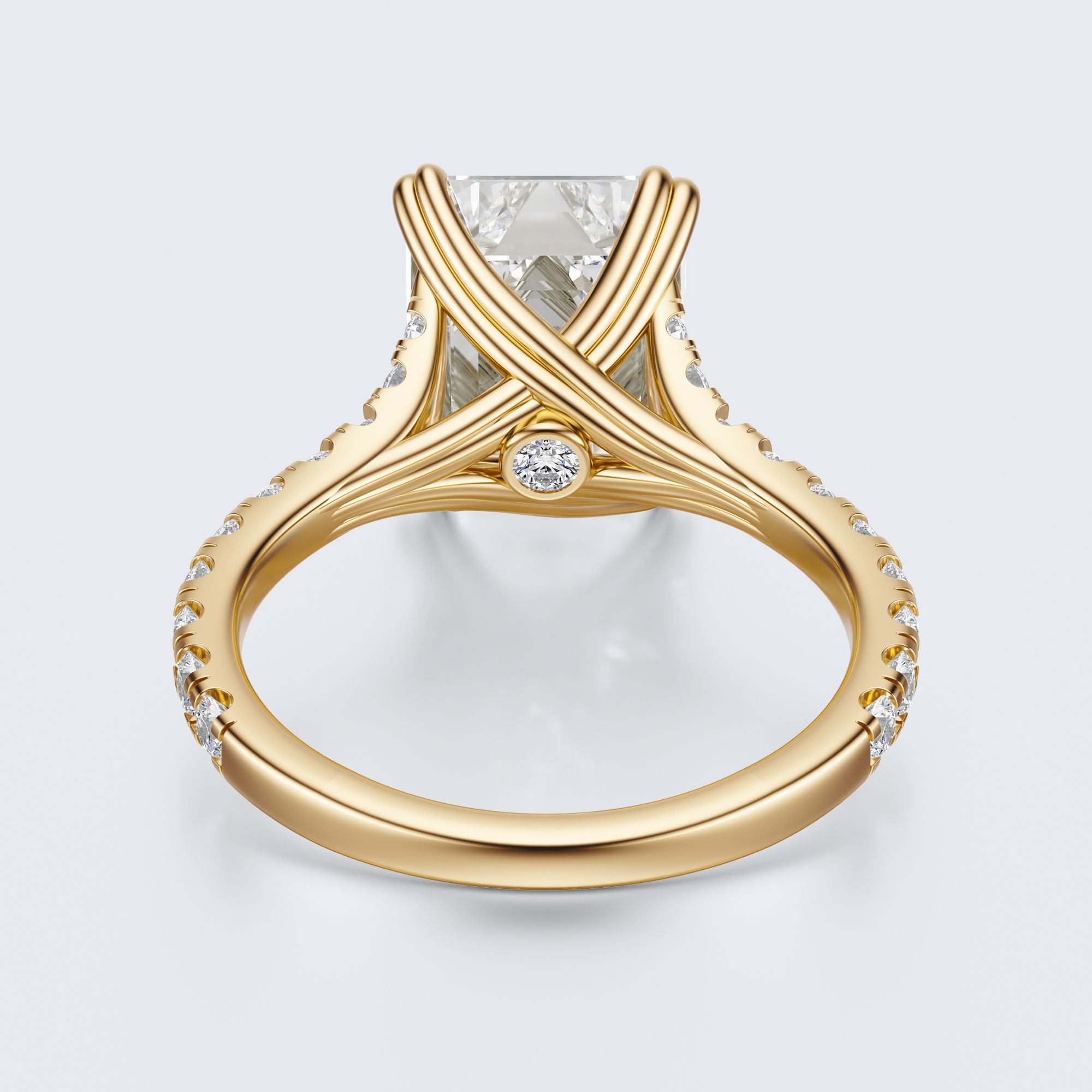 Emerald cut engagement ring 3D print model_17