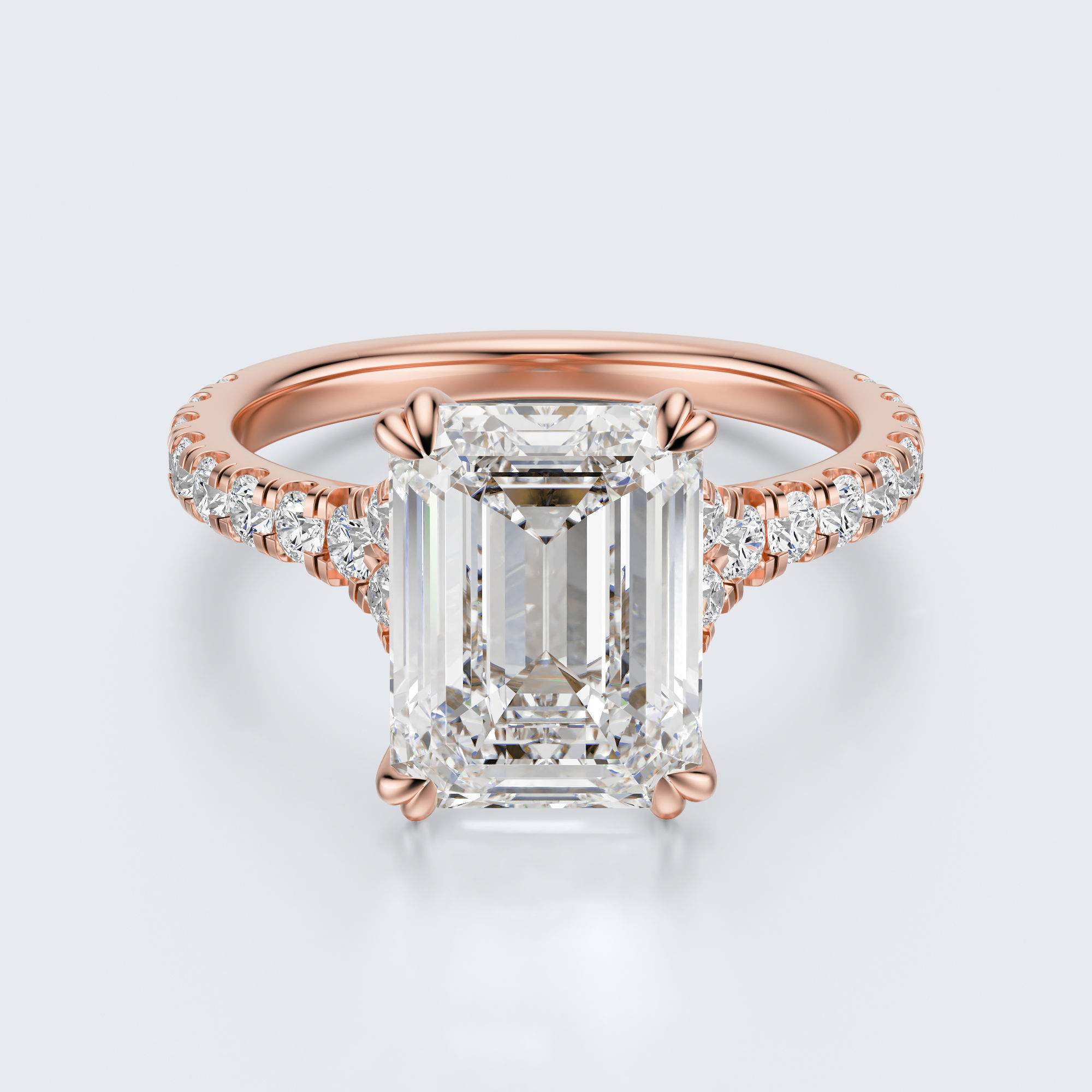 Emerald cut engagement ring 3D print model_10
