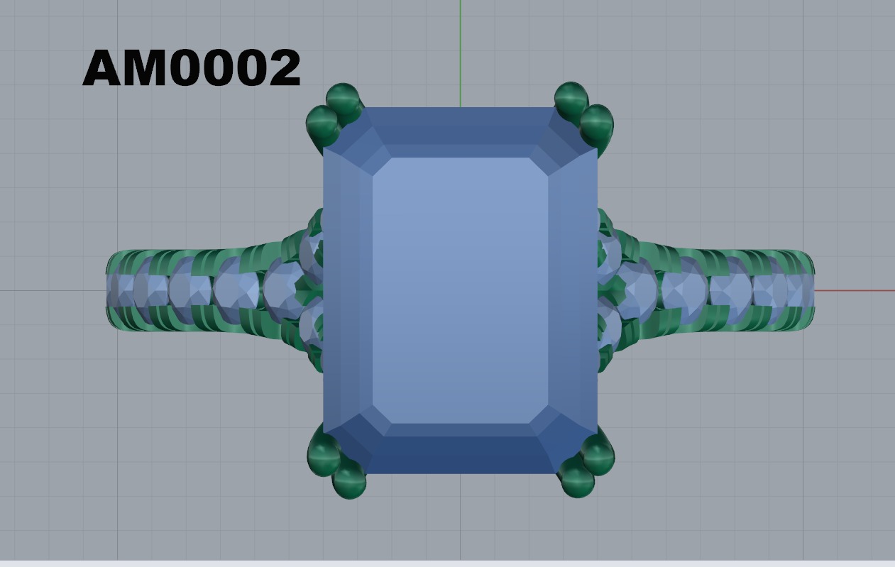 Emerald cut engagement ring 3D print model_2
