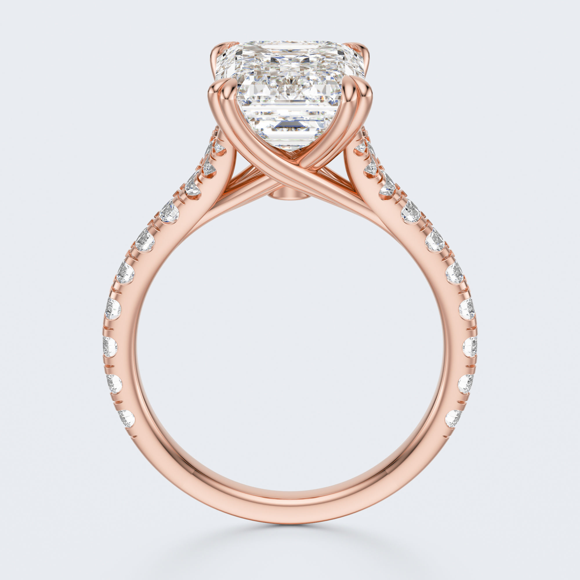 Emerald cut engagement ring 3D print model_6