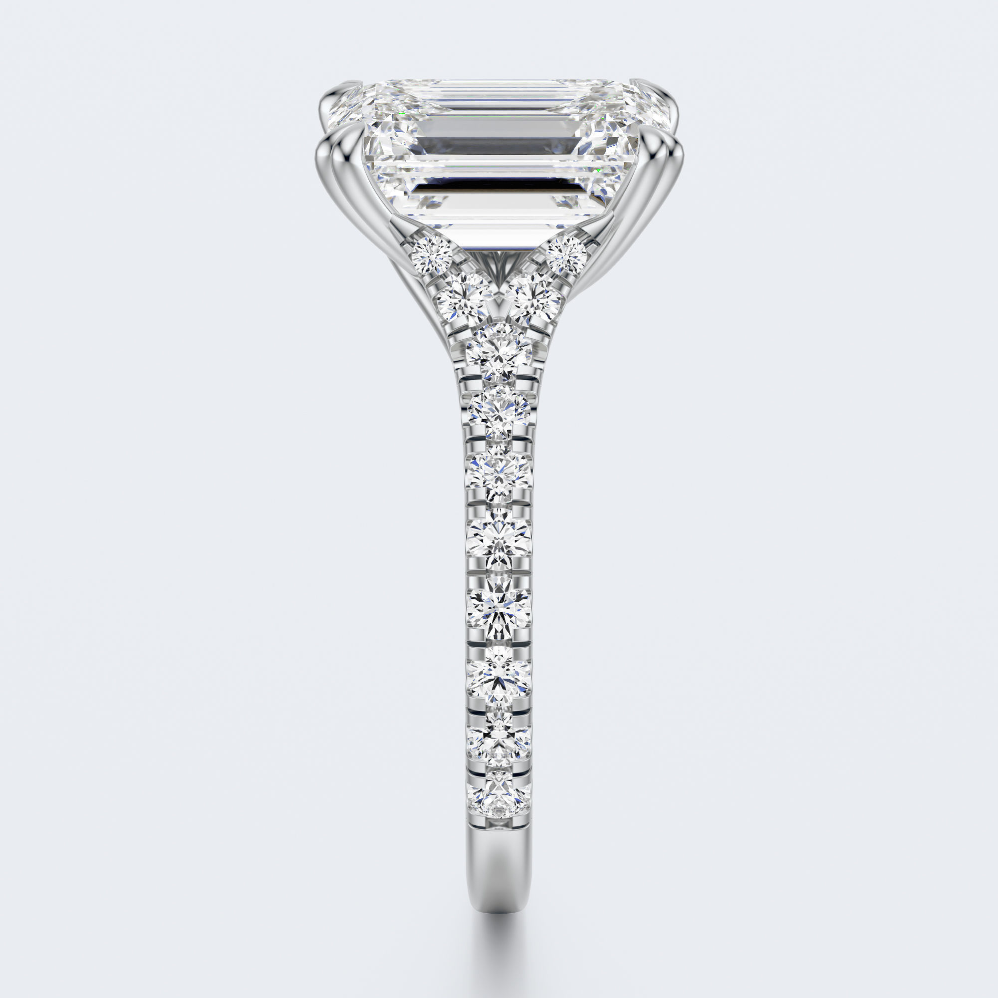 Emerald cut engagement ring 3D print model_13