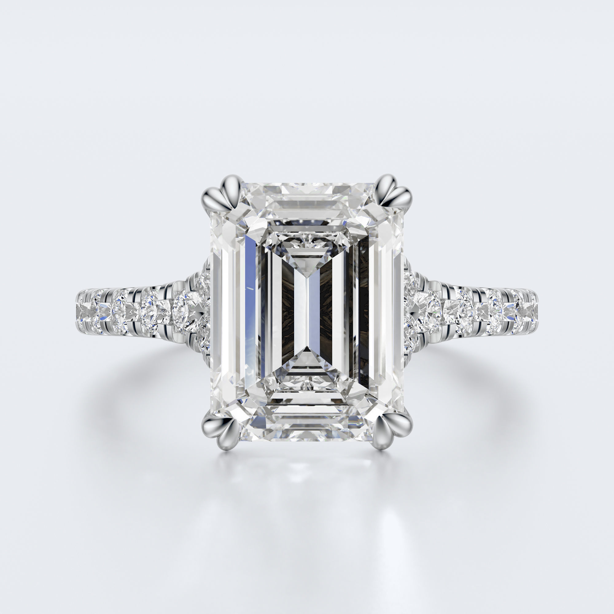 Emerald cut engagement ring 3D print model_14