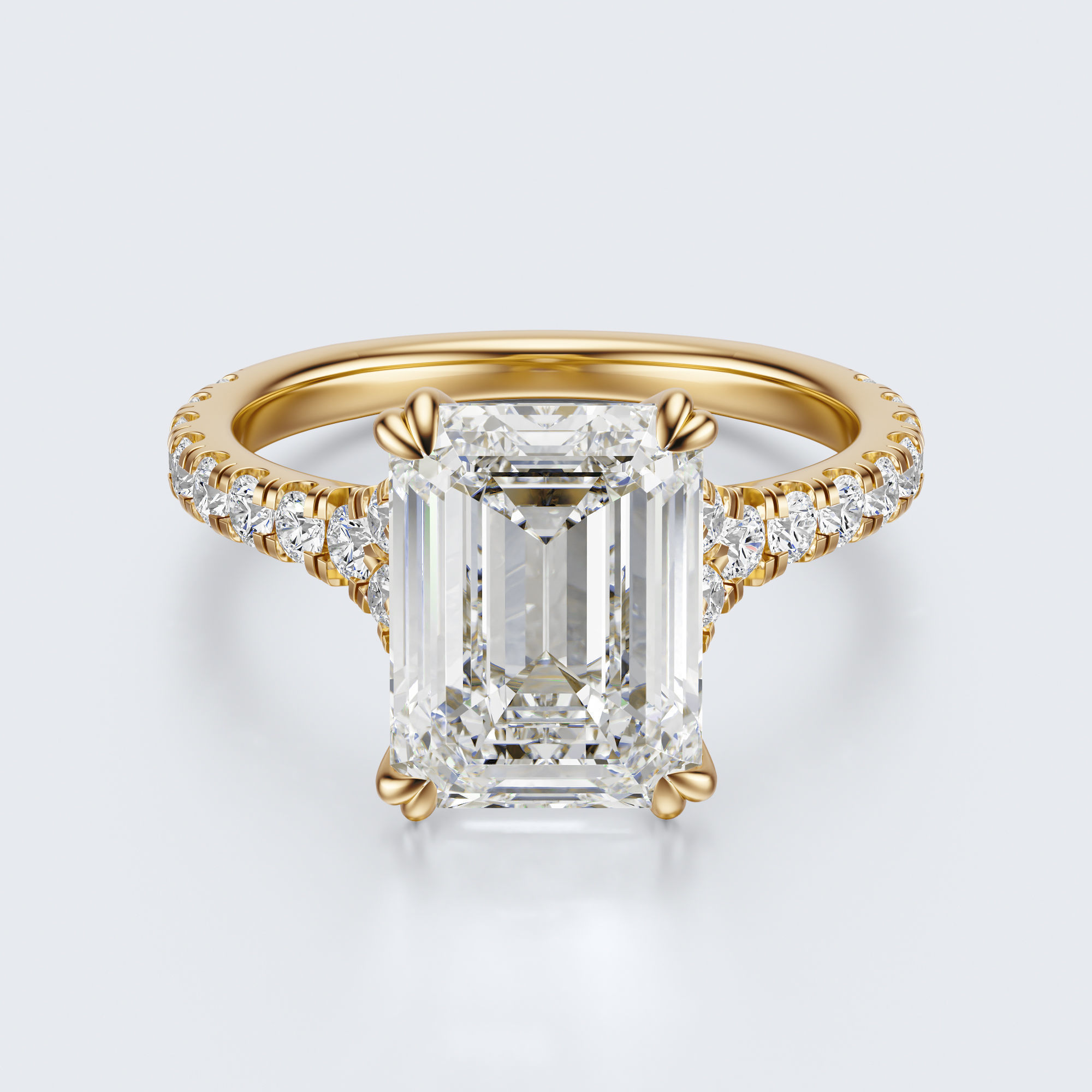 Emerald cut engagement ring 3D print model_22