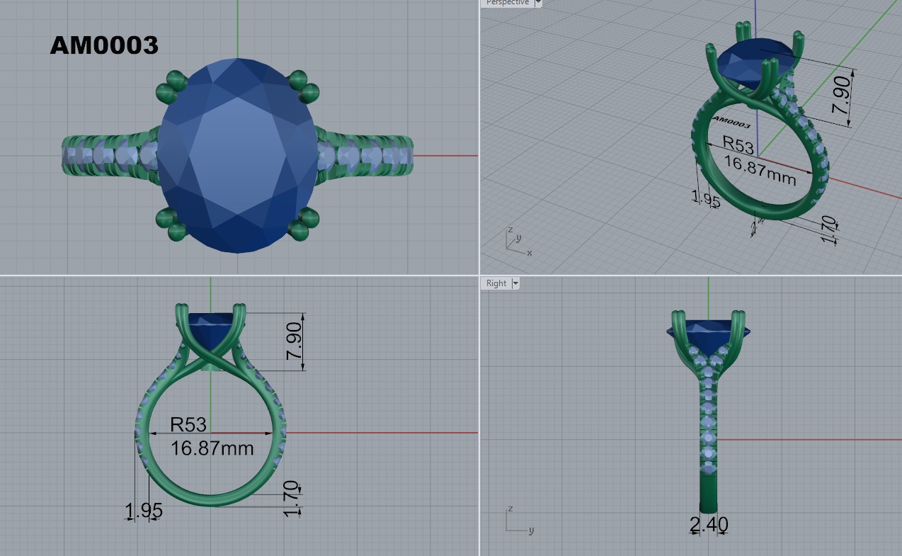 Oval cut engagement ring 3D print model_1