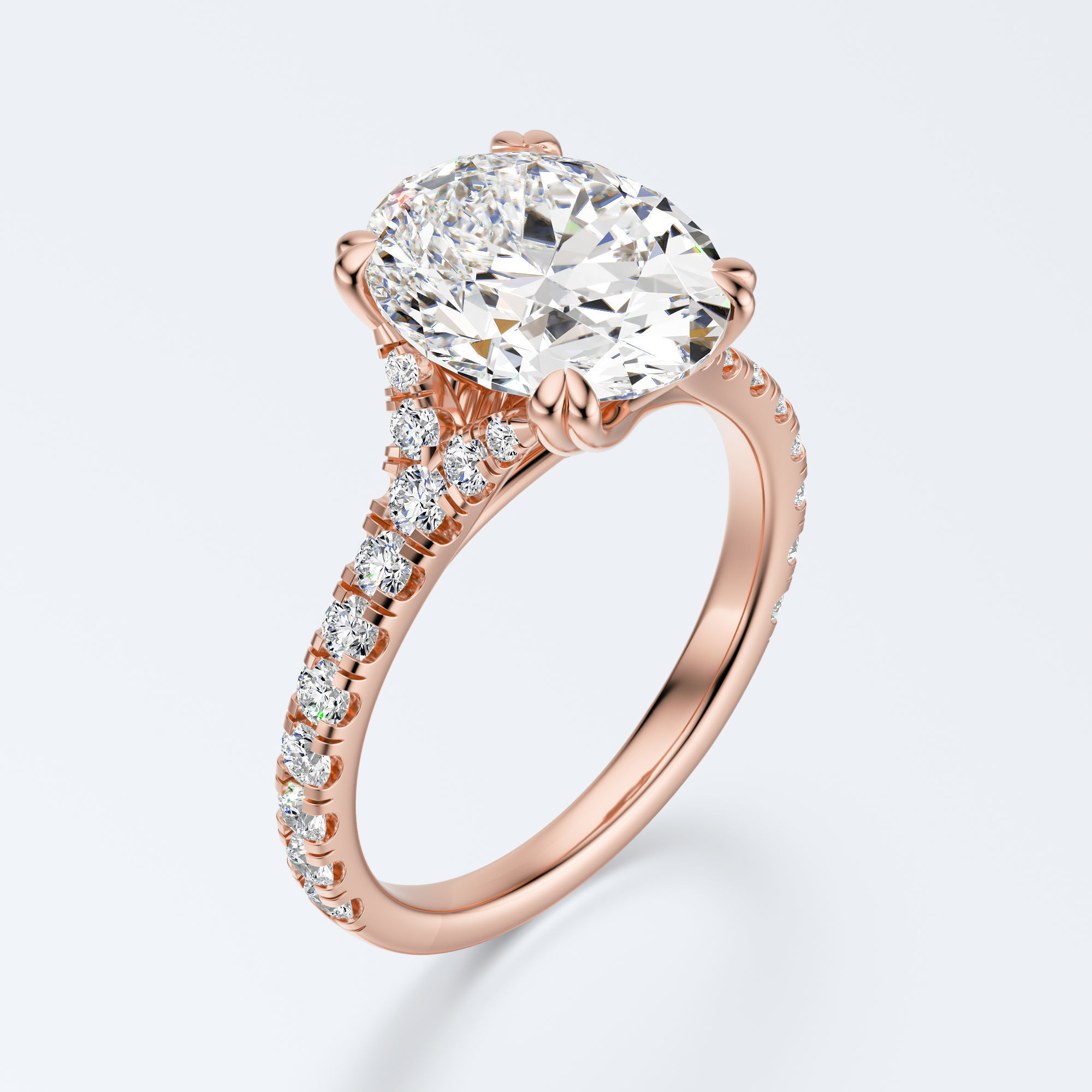 Oval cut engagement ring 3D print model_7