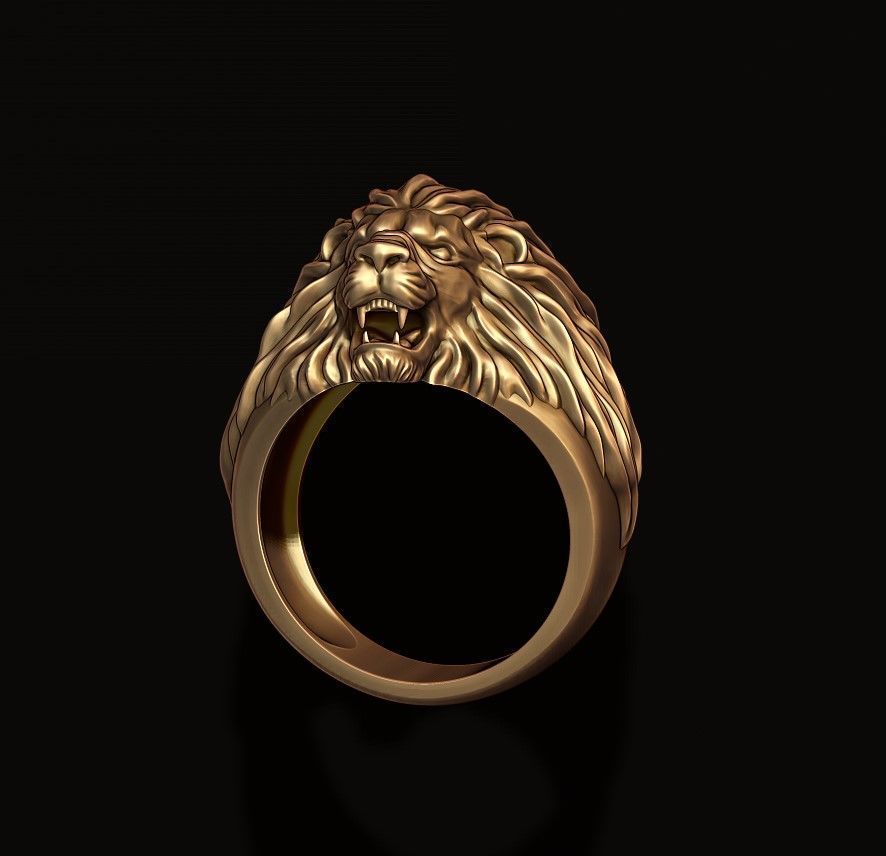 Humble lion ring 3D print model_4