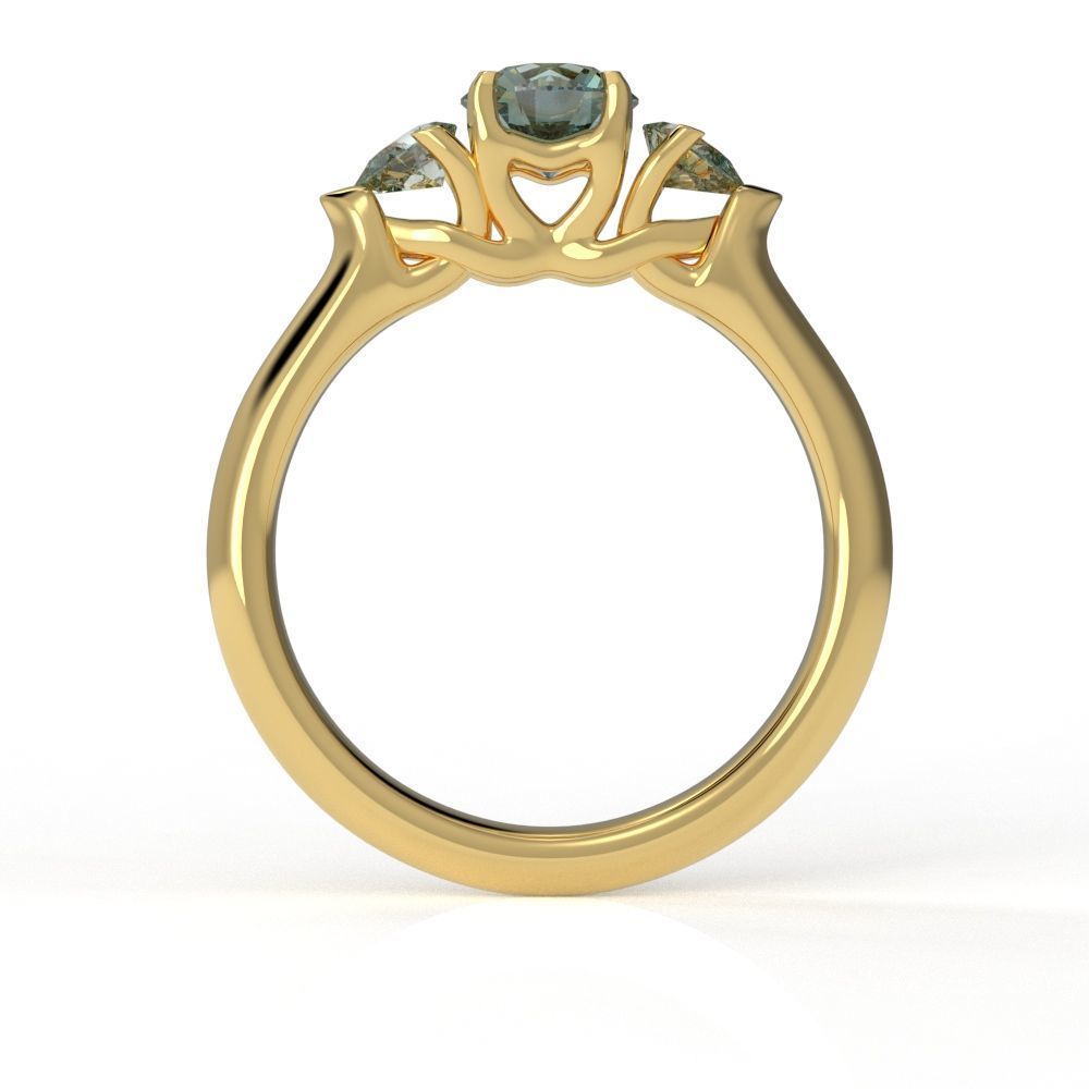 Pear and Round cut engagement ring 3D print model_5
