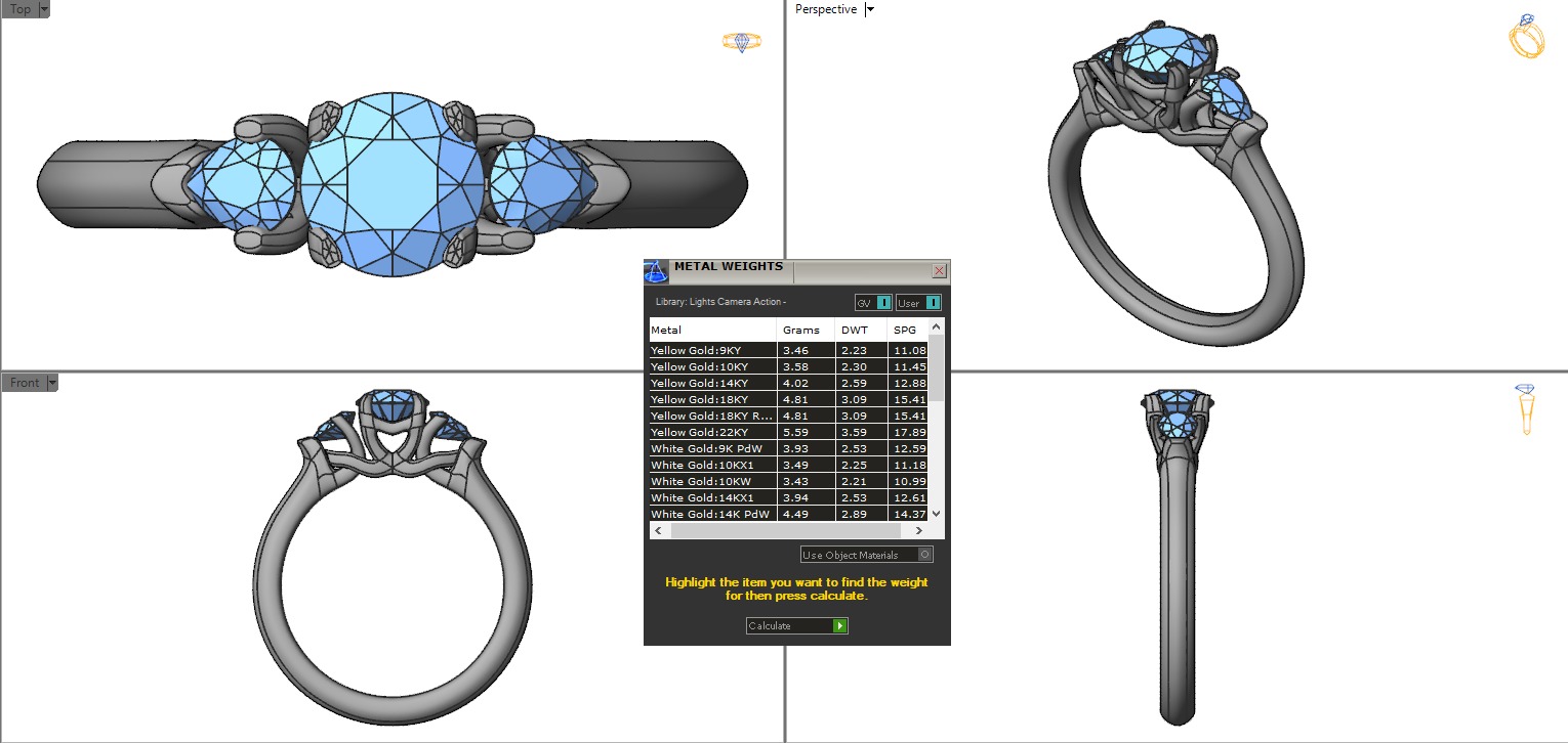 Pear and Round cut engagement ring 3D print model_14