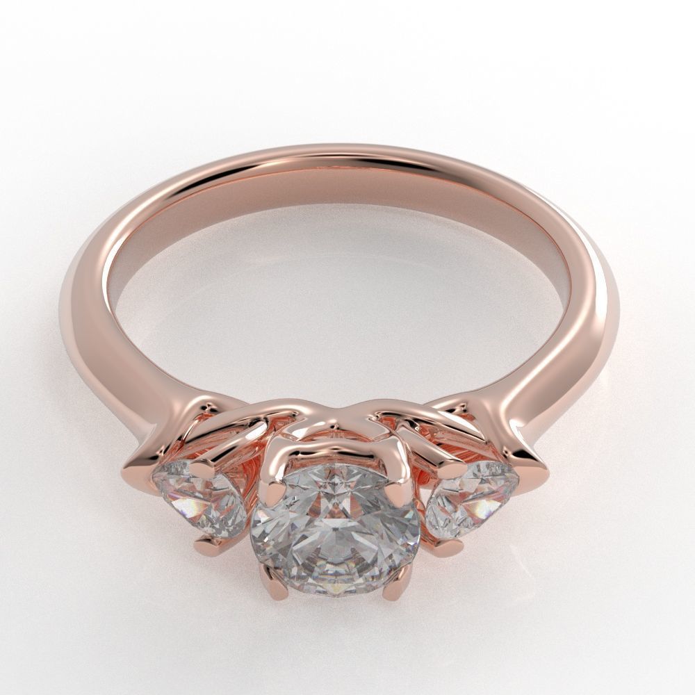 Pear and Round cut engagement ring 3D print model_21