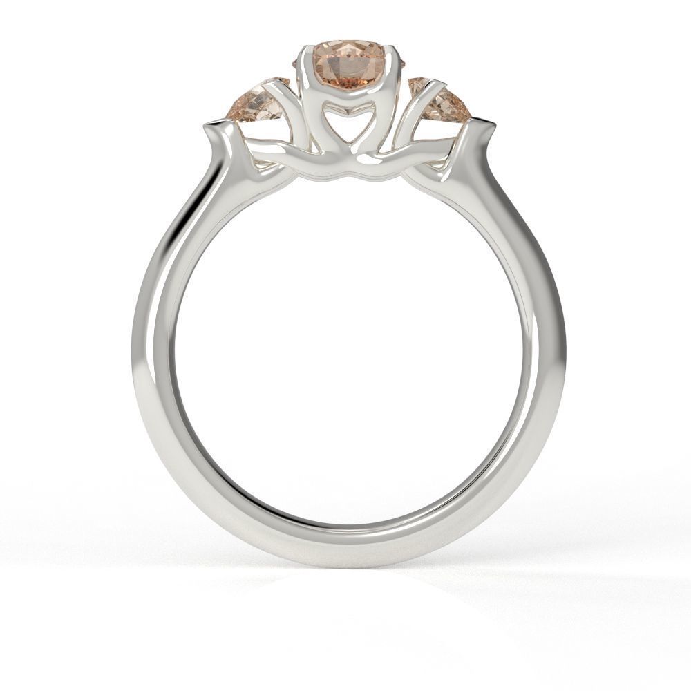 Pear and Round cut engagement ring 3D print model_30