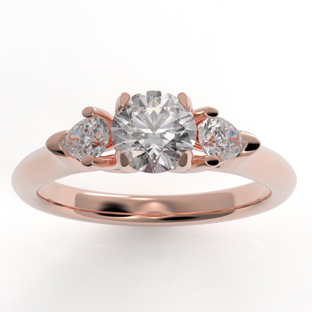 Pear and Round cut engagement ring 3D print model_16