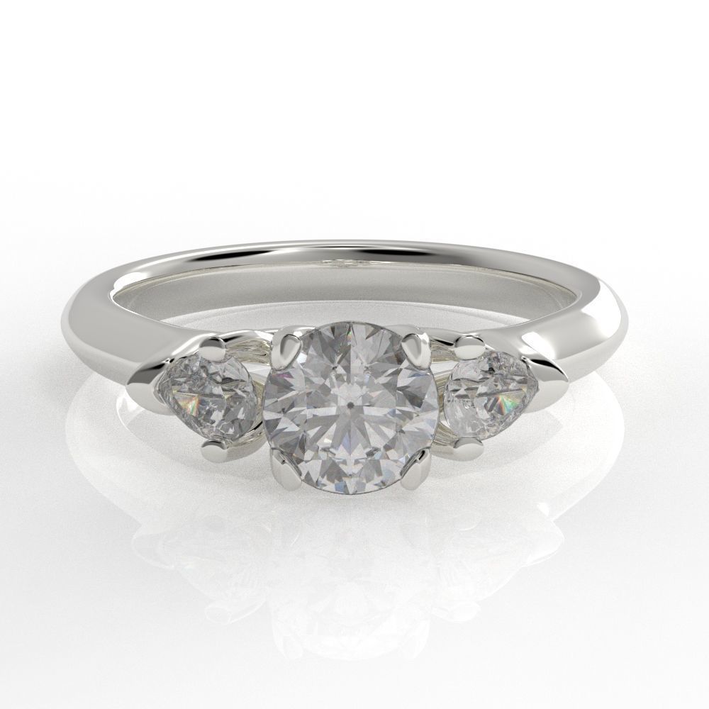 Pear and Round cut engagement ring 3D print model_32