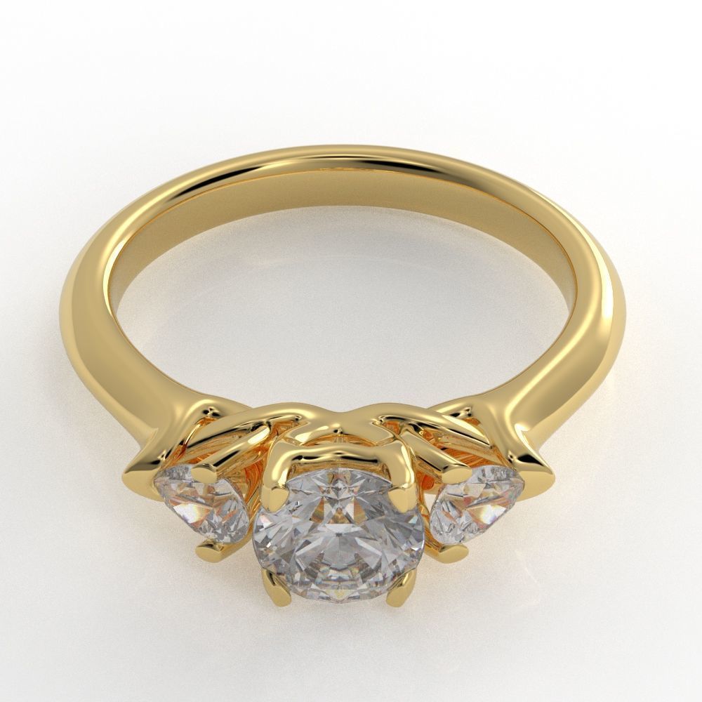 Pear and Round cut engagement ring 3D print model_8