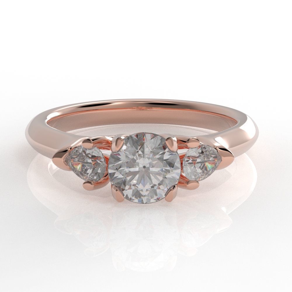 Pear and Round cut engagement ring 3D print model_20
