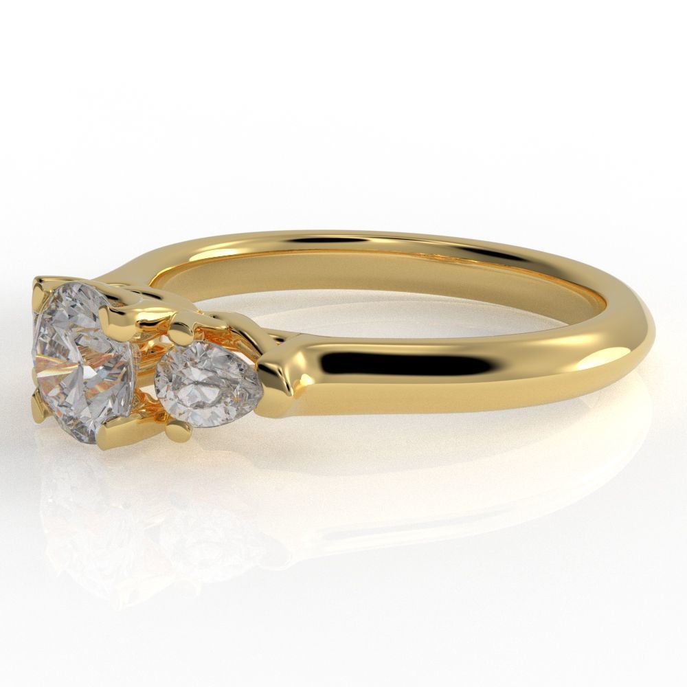 Pear and Round cut engagement ring 3D print model_7
