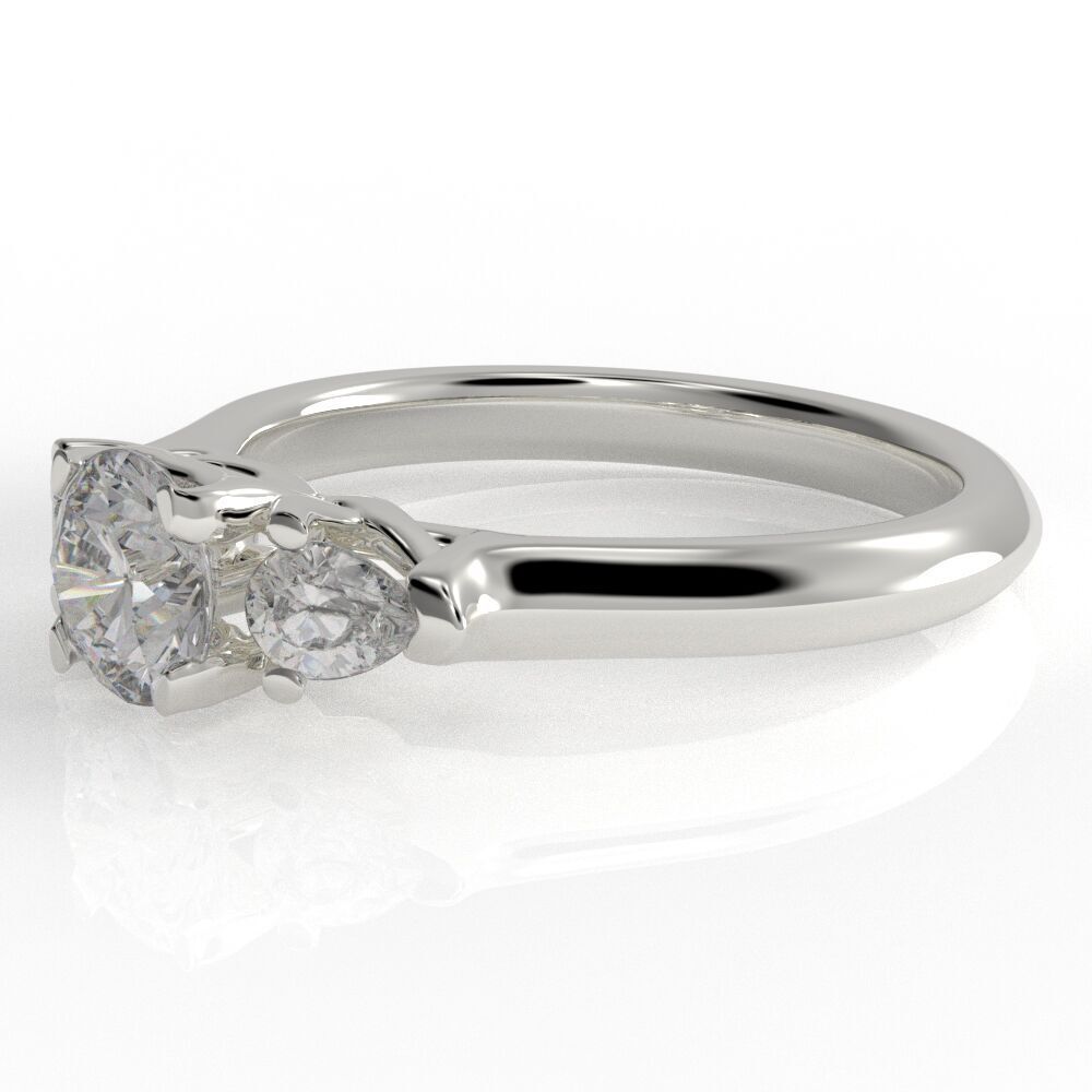 Pear and Round cut engagement ring 3D print model_33