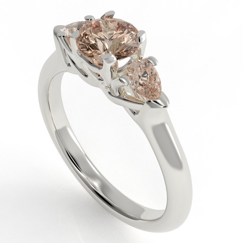 Pear and Round cut engagement ring 3D print model_29