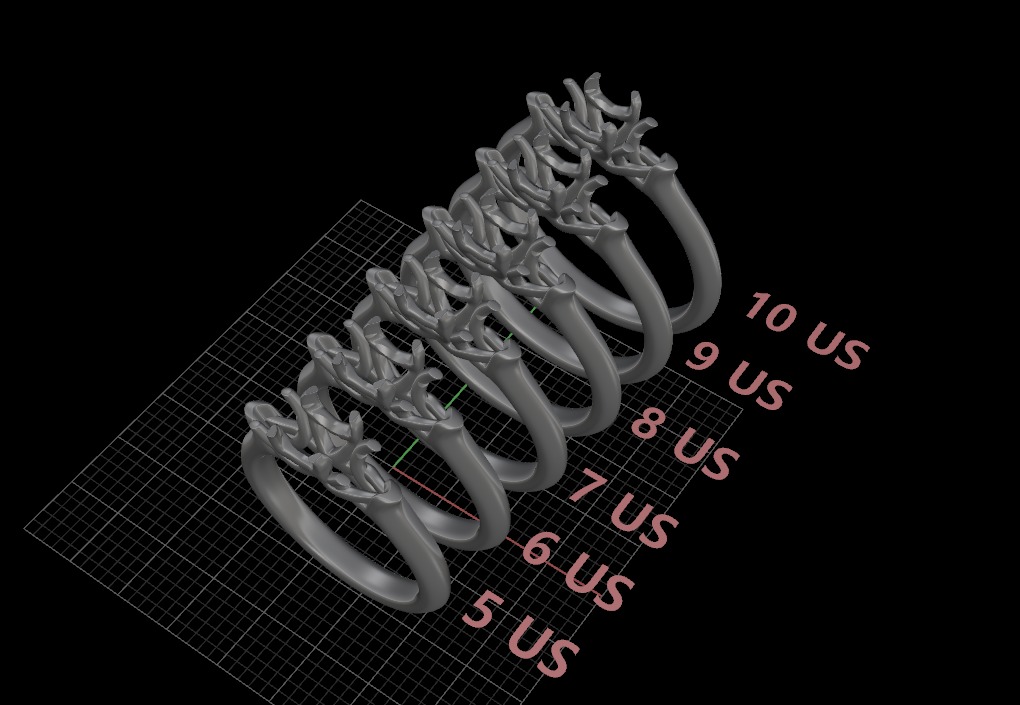 Pear and Round cut engagement ring 3D print model_2