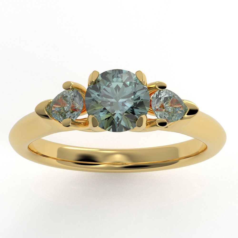 Pear and Round cut engagement ring 3D print model_1