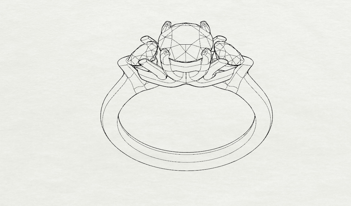 Pear and Round cut engagement ring 3D print model_24