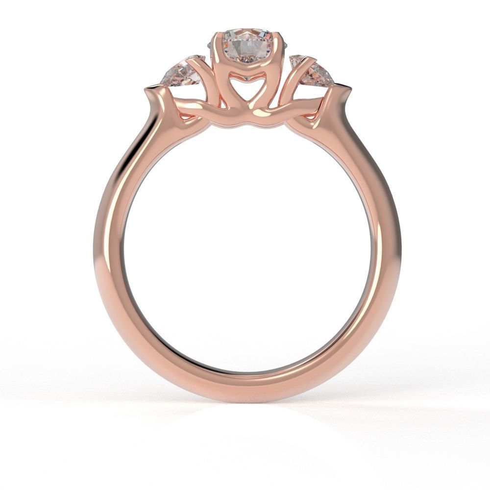 Pear and Round cut engagement ring 3D print model_19