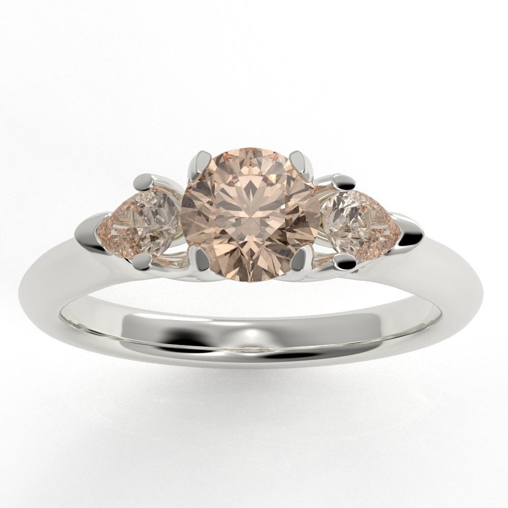 Pear and Round cut engagement ring 3D print model_28