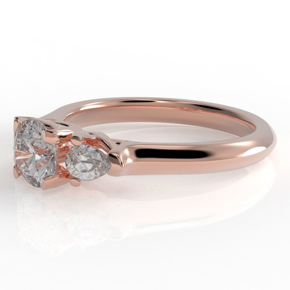 Pear and Round cut engagement ring 3D print model_22