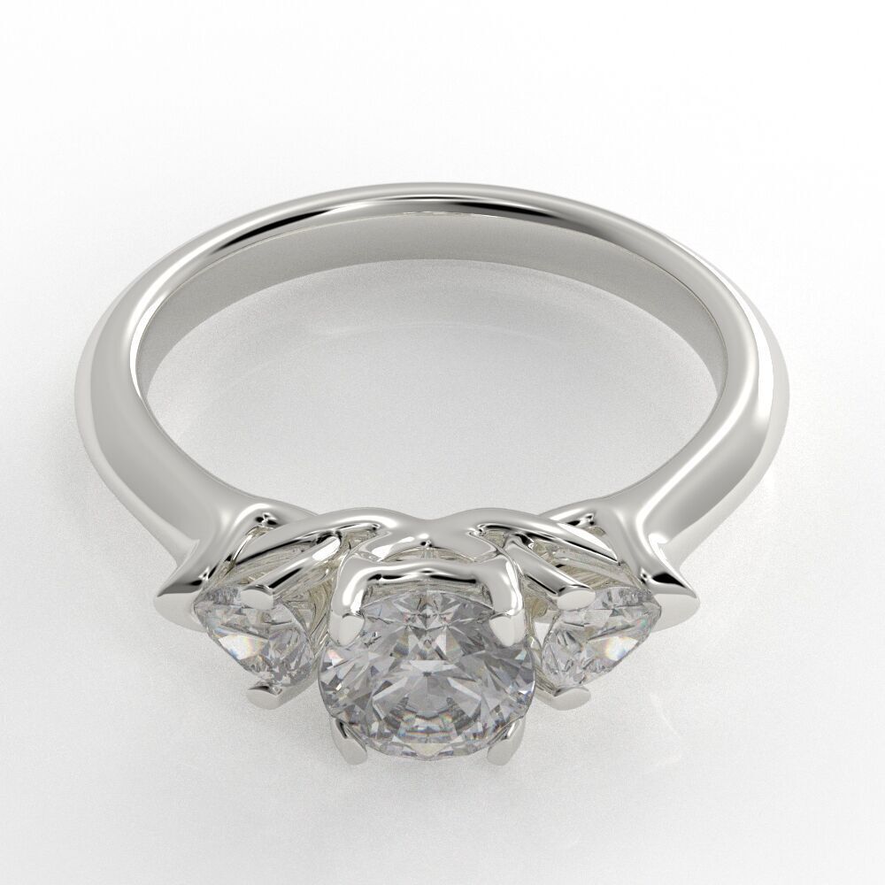 Pear and Round cut engagement ring 3D print model_34