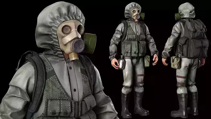 Post apocalyptic survivor 4 Game ready low poly character Low-poly 3D model