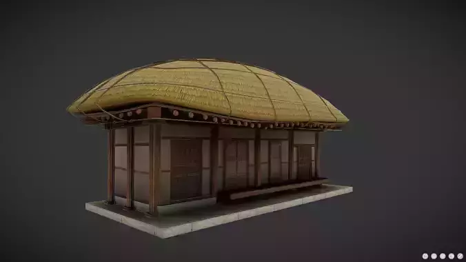 Korean Traditional House Thatched House 02 Low-poly 3D model
