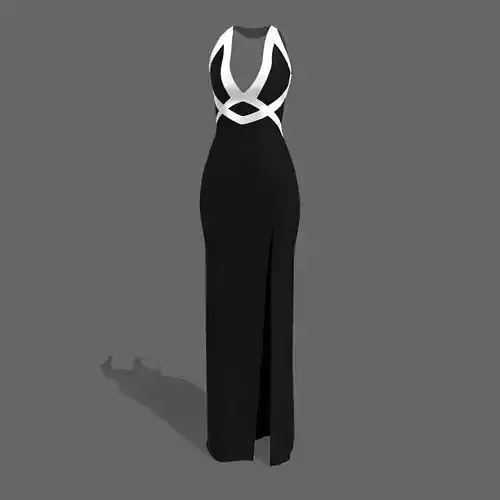 dress black and white color block Low-poly 3D model