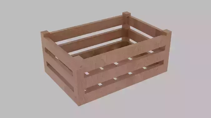 wooden box  Low-poly 3D model