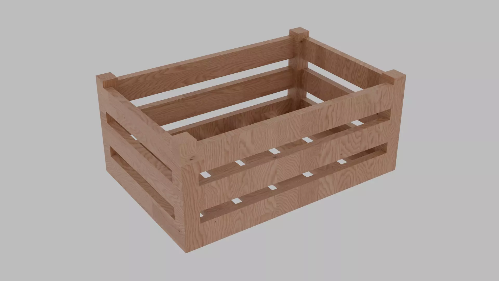 wooden box  Low-poly 3D model_0