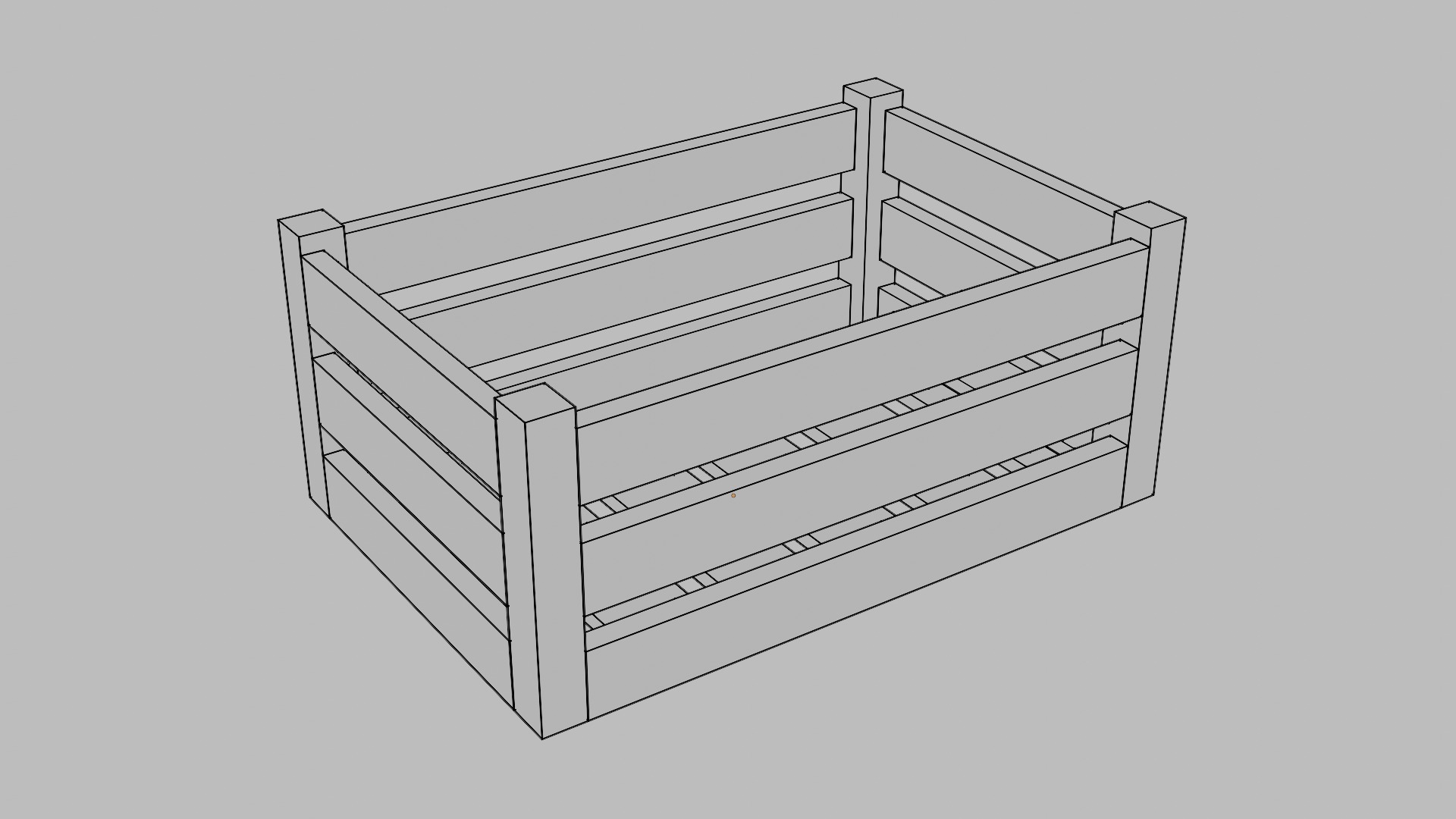 wooden box  Low-poly 3D model_6