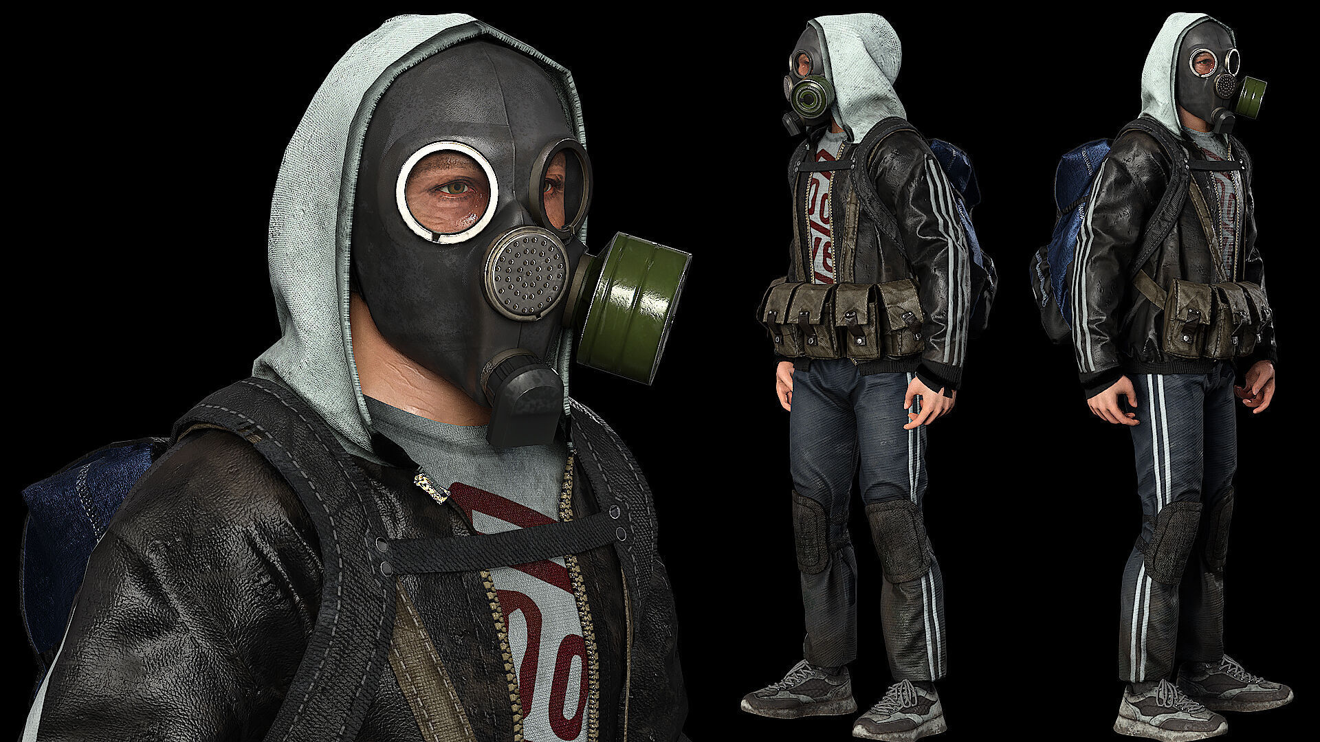 Post apocalyptic survivor 5 Game ready low poly character Low-poly 3D model_5