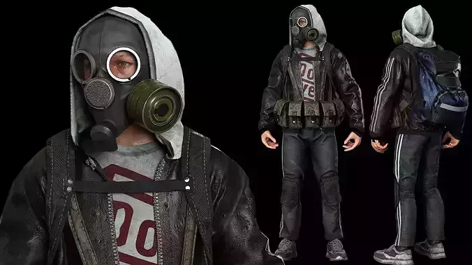 Post apocalyptic survivor 5 Game ready low poly character Low-poly 3D model