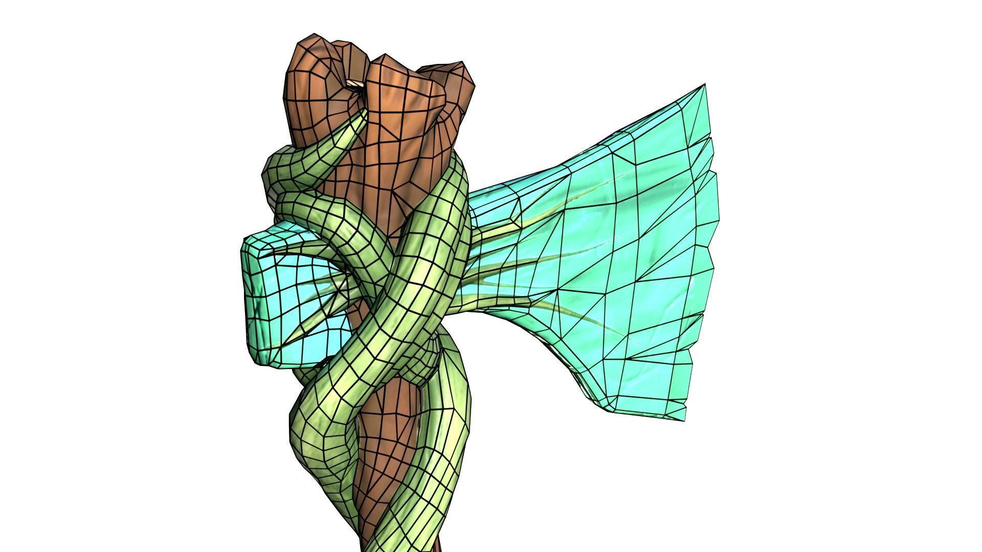 Game-Ready Stylized Fantasy Nature Axe Low-poly 3D model_19