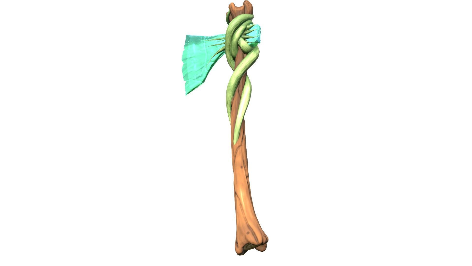 Game-Ready Stylized Fantasy Nature Axe Low-poly 3D model_1