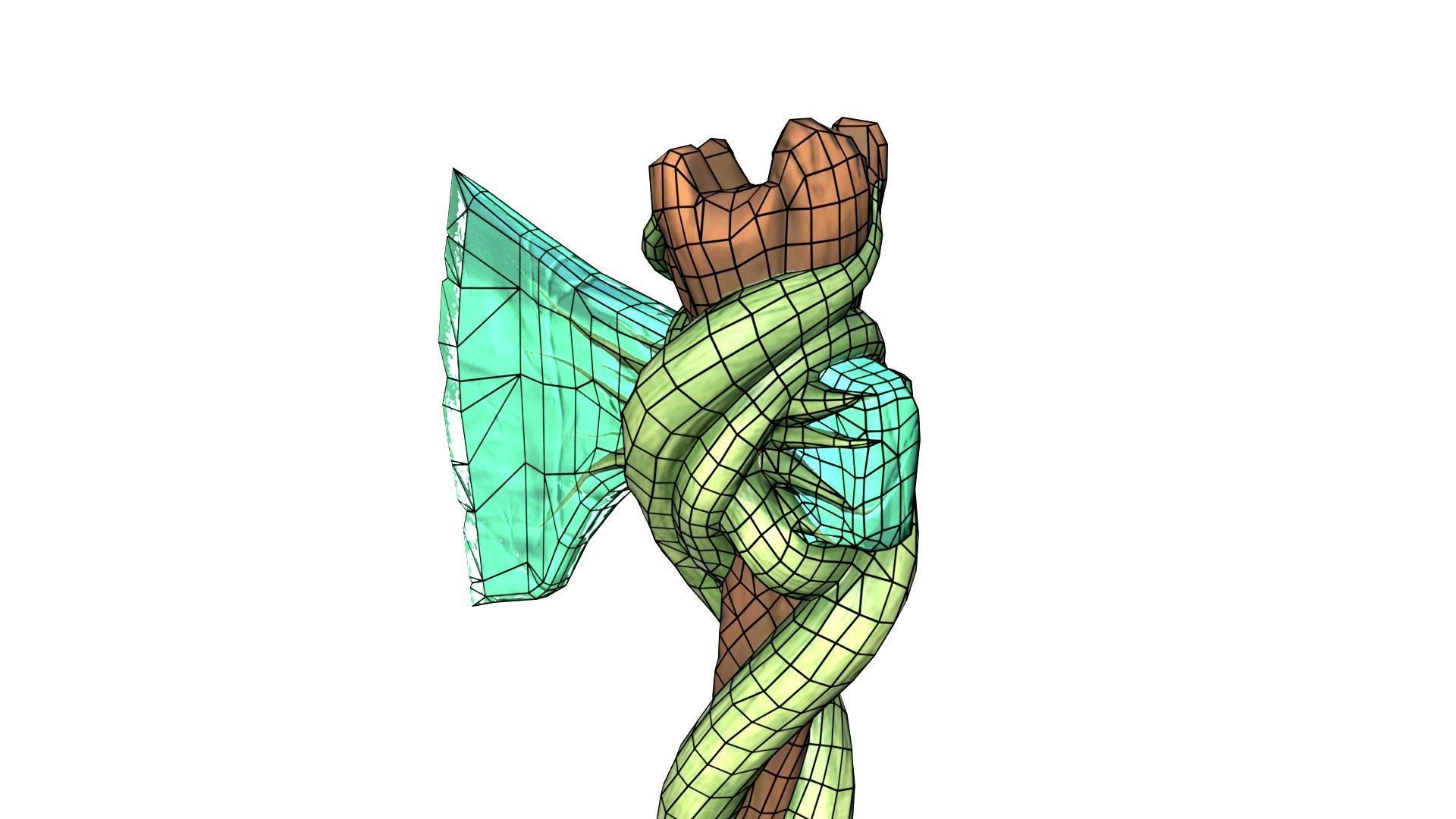 Game-Ready Stylized Fantasy Nature Axe Low-poly 3D model_18