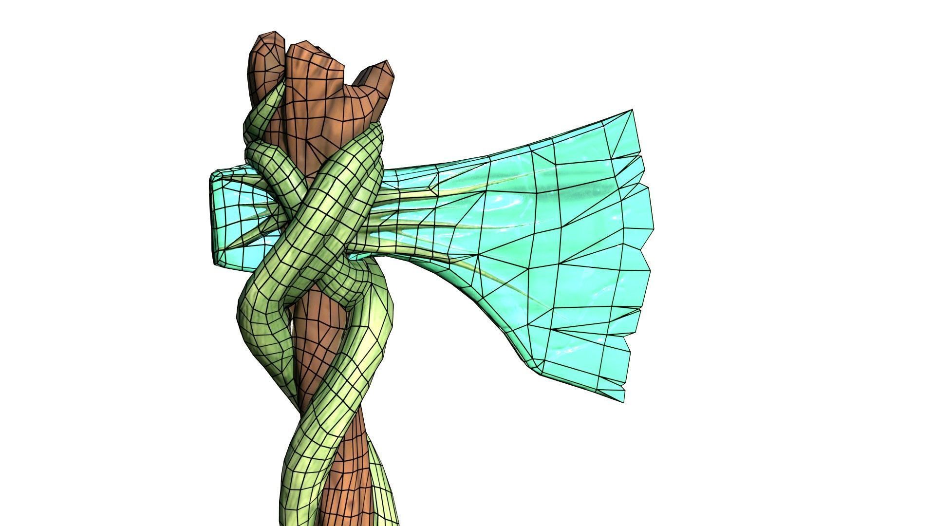 Game-Ready Stylized Fantasy Nature Axe Low-poly 3D model_13