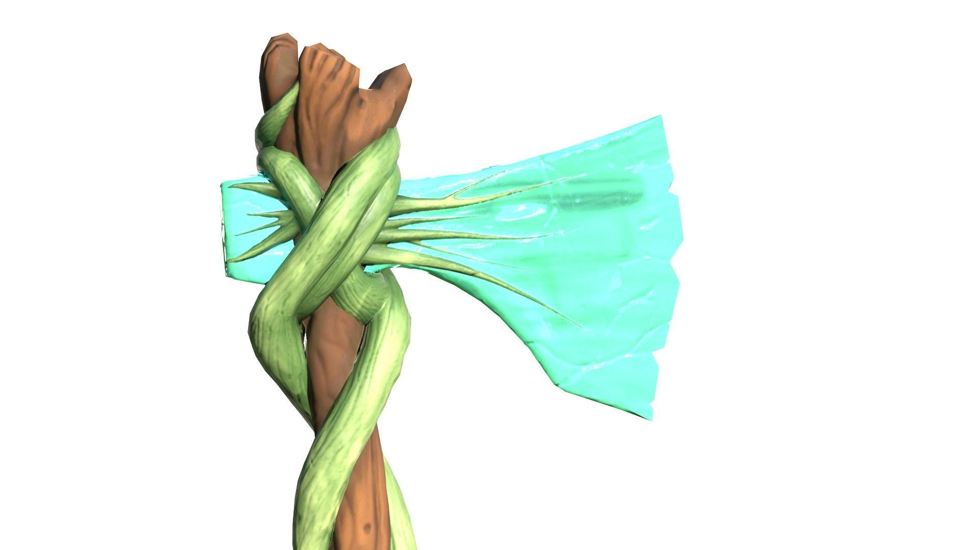 Game-Ready Stylized Fantasy Nature Axe Low-poly 3D model_3